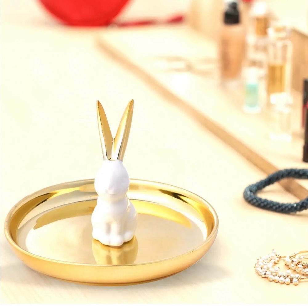 CLOSEOUT - Gold Tray with Bunny. NWT